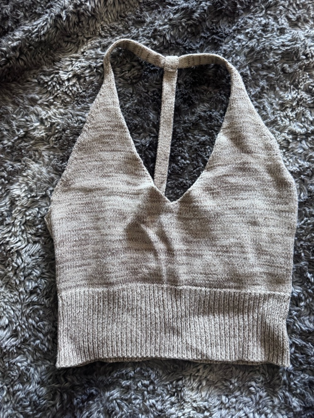 Full Tilt Taupe Halter Knit Crop Top